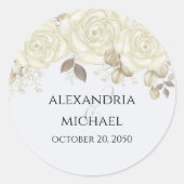 エレガントフローラパーソナライズされた結婚式の引き出物 ラウンドシール (正面)