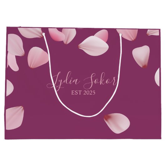 エレガントフローラパーソナライズされたPeとの紙抱き枕 ラージペーパーバッグ (裏面)