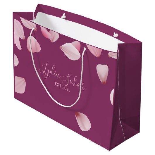 エレガントフローラパーソナライズされたPeとの紙抱き枕 ラージペーパーバッグ (裏面アングル)