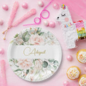 エレガントフローラパーソナルピンクローズ ペーパープレート (パーティー)