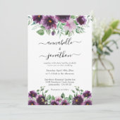 エレガントフローラパープルグ結婚リーン 招待状 (スタンド正面)