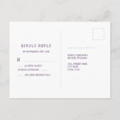 エレガントフローラパープルピンク薄紫結婚式RSVP ポストカード (裏面)