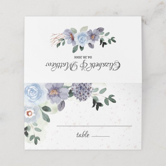 エレガントフローラパープルブライダルシャワー結婚ズ プレイスカード (外部開封)