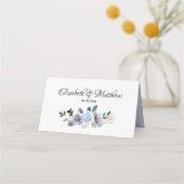 エレガントフローラパープルブライダルシャワー結婚ズ プレイスカード (裏面)