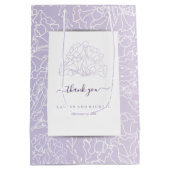 エレガントフローラパープルミニマル結婚リスト ミディアムペーパーバッグ (裏面)