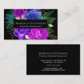 エレガントフローラパープル明るい赤紫色バラグリッター 名刺 (正面/裏面)