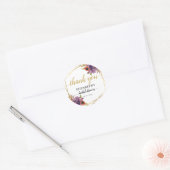 エレガントフローラパープル金ゴールドブライダルシャワーありがとう ラウンドシール (封筒)