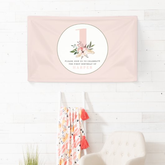 エレガントフローラピガーリーンク誕生日パーティヴィンテージ 横断幕 (インサイチュ)