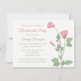 エレガントフローラピンクの花バチェロレッテ 招待状