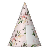 エレガントフローラピンクの誕生日パーティー パーティーハット (左)