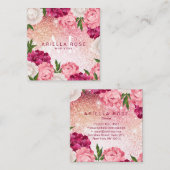 エレガントフローラピンクグリッター スクエア名刺 (正面/裏面)