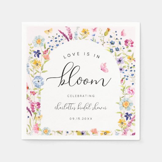 エレガントフローラピンクブライダルシャワー スタンダードカクテルナプキン (正面)