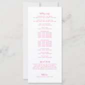 エレガントフローラピンクミニマル結婚式 プログラム (裏面)
