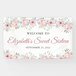 エレガントフローラピンクローズ金ゴールドSweet sixteen 横断幕