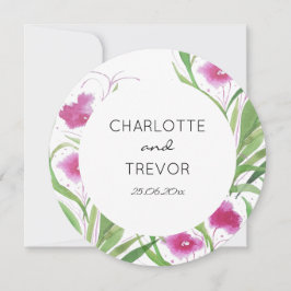 エレガントフローラピンク水彩手色彩の鮮やか型 招待状