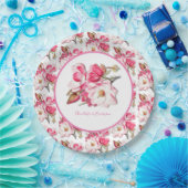 エレガントフローラピンク水色マグノリア結婚ズ ペーパープレート (パーティー)