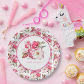 エレガントフローラピンク水色マグノリア結婚ズ ペーパープレート (パーティー)