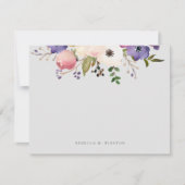 エレガントフローラピンク紫パーソナライズされた文具 ノートカード (正面)