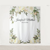 エレガントフローラピンク結婚アイボリーの背景 タペストリー (正面)