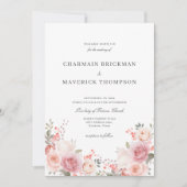 エレガントフローラピンク結婚写真 招待状 (正面)