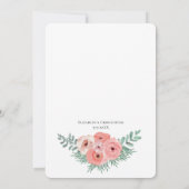 エレガントフローラピンク緑のウォーター結婚カラー 招待状 (裏面)