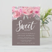 エレガントフローラピンク色の金ゴールド銀sweet sixteen 招待状 (スタンド正面)