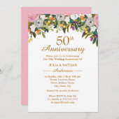 エレガントフローラピンク50結婚周年記念 招待状 (正面/裏面)