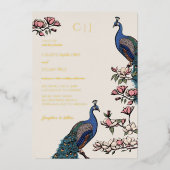 エレガントフローラピーコ結婚ック 箔招待状 (正面)