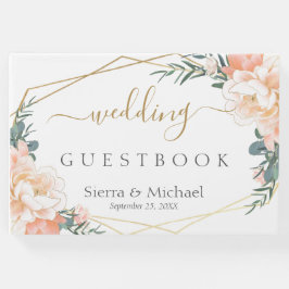 エレガントフローラピーチ金ゴールド幾何結婚型 ゲストブック