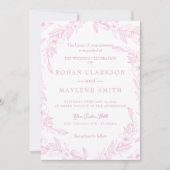エレガントフローラピ淡い色のンク結婚式招待状 招待状 (正面)