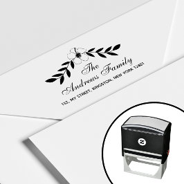 エレガントフローラファミリ名リーフ セルフインキングスタンプ