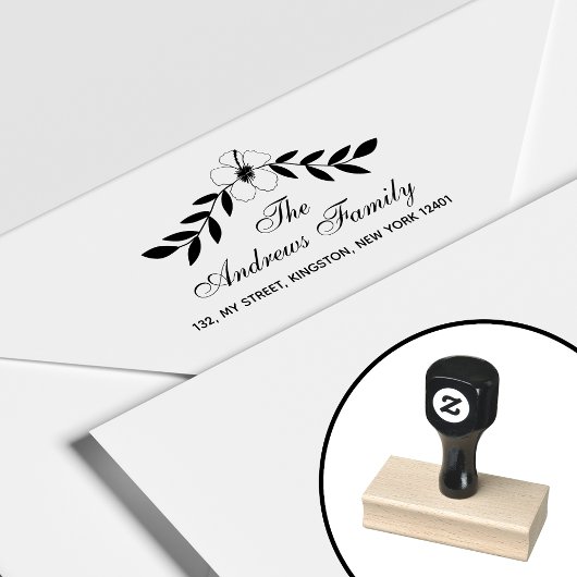 エレガントフローラファミリ名リーフ ラバースタンプ