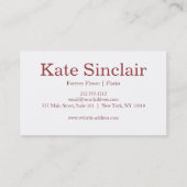 エレガントフローラフェイクゴールドフォイルフローリスト 名刺 (裏面)