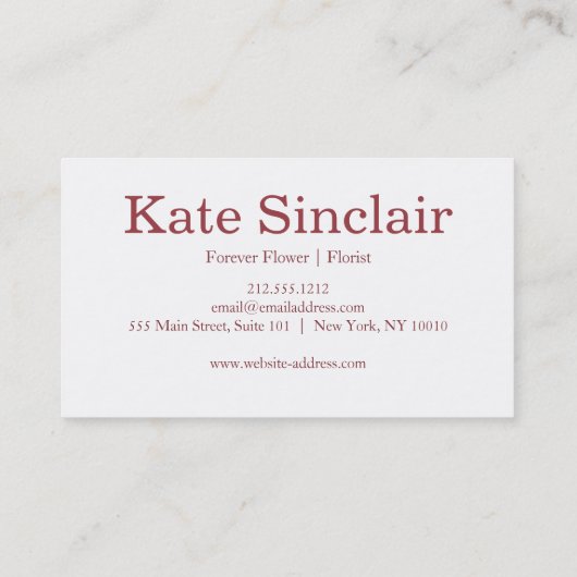 エレガントフローラフェイクゴールドフォイルフローリスト 名刺 (裏面)