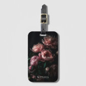 エレガントフローラフェミニンピンク牡丹名前をカスタムする ラゲッジタグ (正面縦)