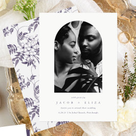 エレガントフローラフォトアーチ結婚植物薬 招待状