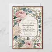 エレガントフローラフランスのクラシックワイン結婚ズ 招待状 (正面)