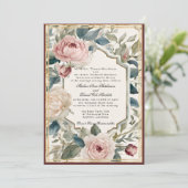 エレガントフローラフランスのクラシックワイン結婚ズ 招待状 (スタンド正面)