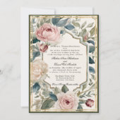 エレガントフローラフランスのクラシック金ゴールド結婚の 招待状 (正面)