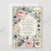 エレガントフローラフランスのクラシック金ゴールド結婚s 招待状 (正面)