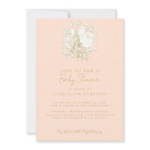 エレガントフローラフランスのトイルピンク金ゴールドベビーシャワー