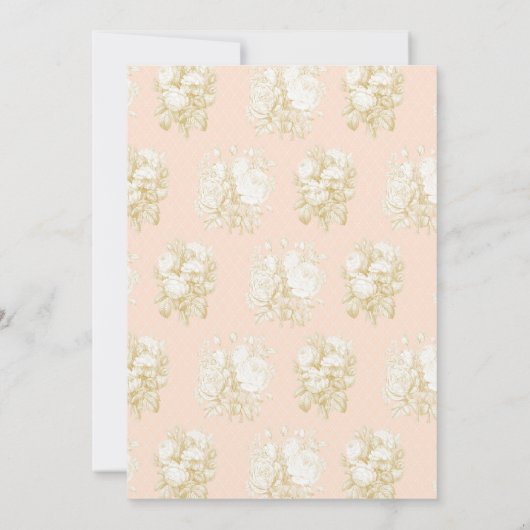 エレガントフローラフランスのトイルピンク金ゴールドベビーシャワー 招待状 (裏面)