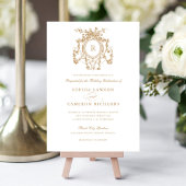 エレガントフローラフランスのバラクレストヴィンテージウェディング 招待状