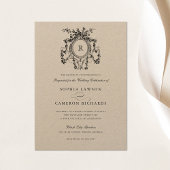 エレガントフローラフランスのバラクレストヴィンテージウェディング 招待状