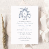 エレガントフローラフランスのバラクレストヴィンテージウェディング 招待状