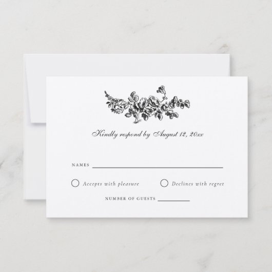 エレガントフローラフランスのバラヴィンテージウェディングRSVP 招待状 (正面)