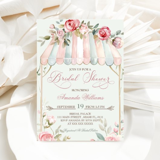 エレガントフローラフランスのブライダルシャワー 招待状