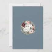 エレガントフローラフランスのブルークラシック結婚ヴィンテージ 招待状 (裏面)