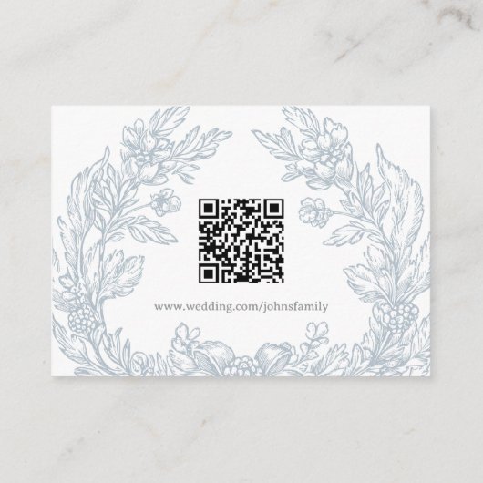 エレガントフローラフランスのブルートイルウェディングRSVPカード エンクロージャーカード (裏面)