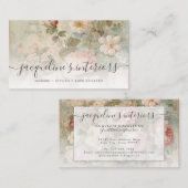 エレガントフローラフランスの赤面ピンクヴィンテージバラ 名刺 (正面/裏面)